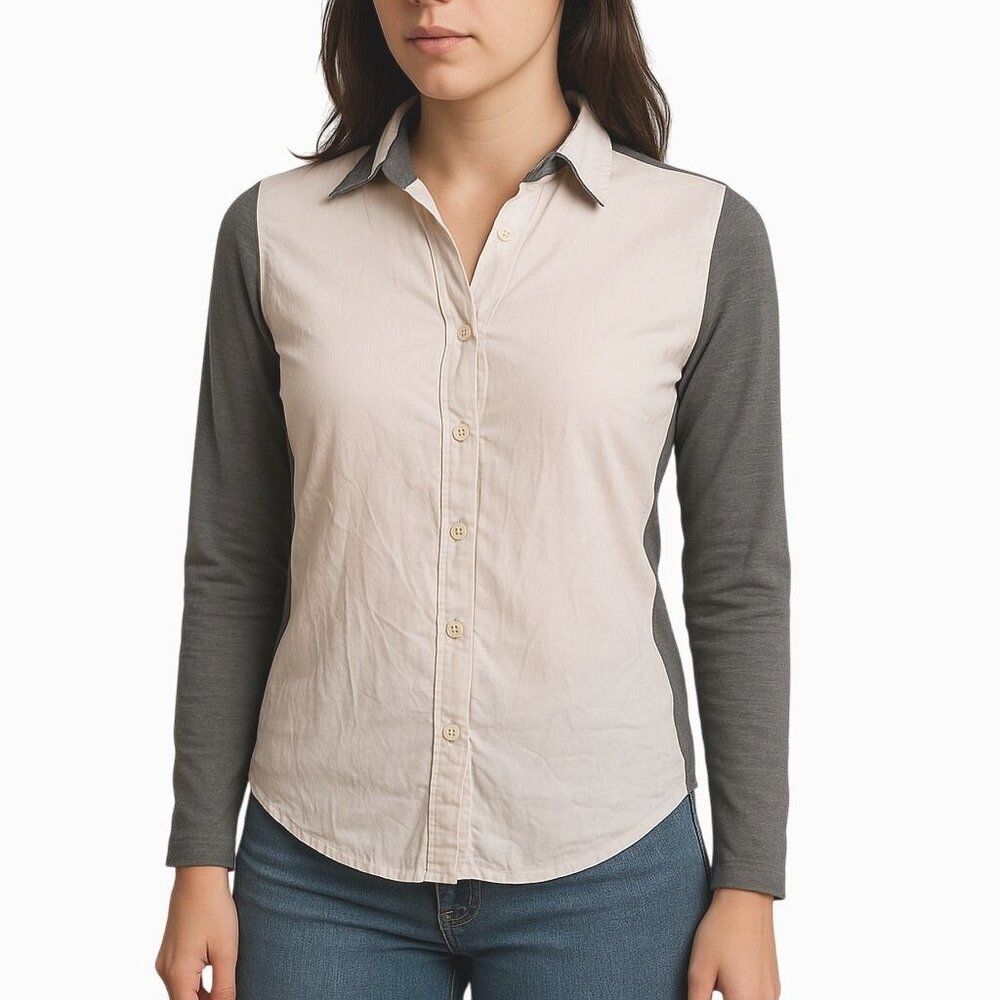 Princess Vera Wang Sm Blouse Women Button-Up Shirt Lace Collar Lightweight Top